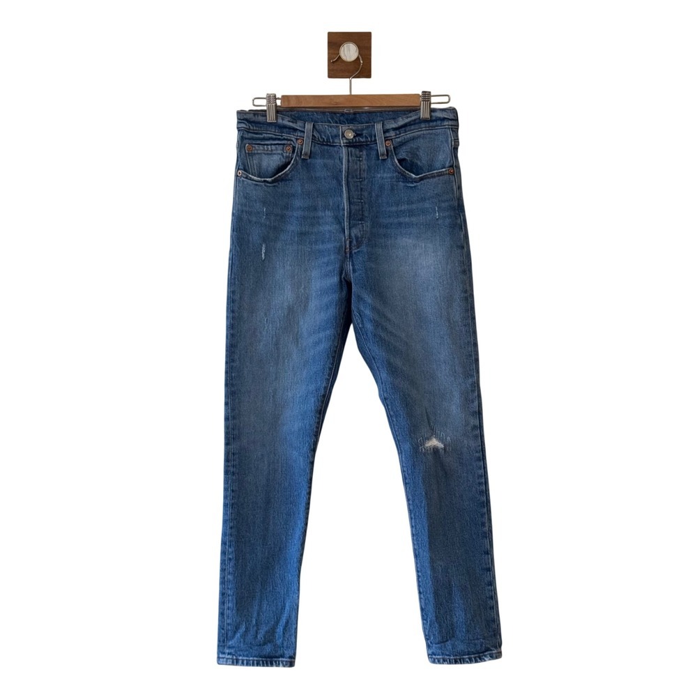 Levis 501 S Skinny Jeans Womens 29x28 Blue High Rise Button Fly 2